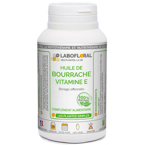 Huile de Bourrache + Vitamine E en capsules Labofloral.